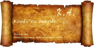 Kovács Ambró névjegykártya